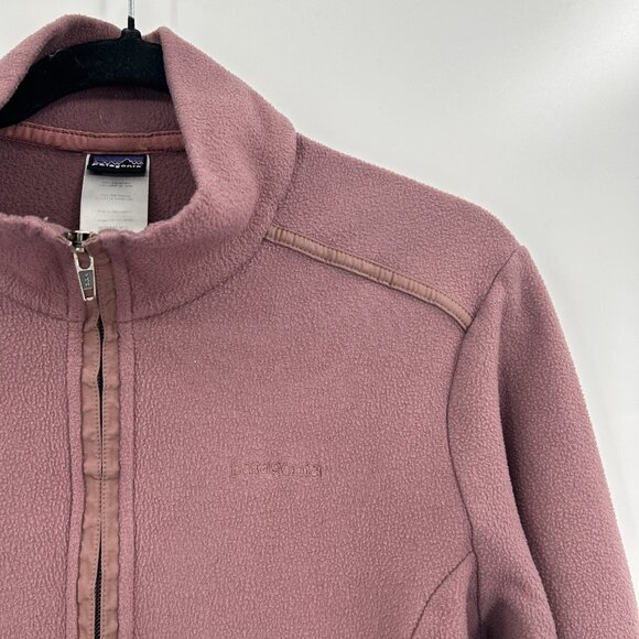 PATAGONIA Women's Mauve Purple Fleece Super Worn Grunge Full Zip Jacket Small - Picture 5 of 6